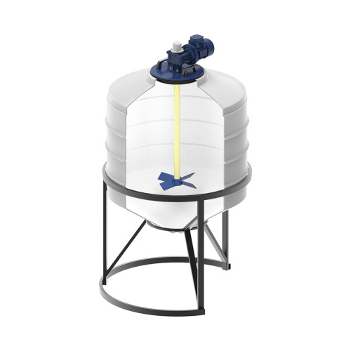 Емкость ФМ 500 литров белая под плотность до 1,2 г/см³ в обрешетке с мешалкой для вязких до 10 Па*с