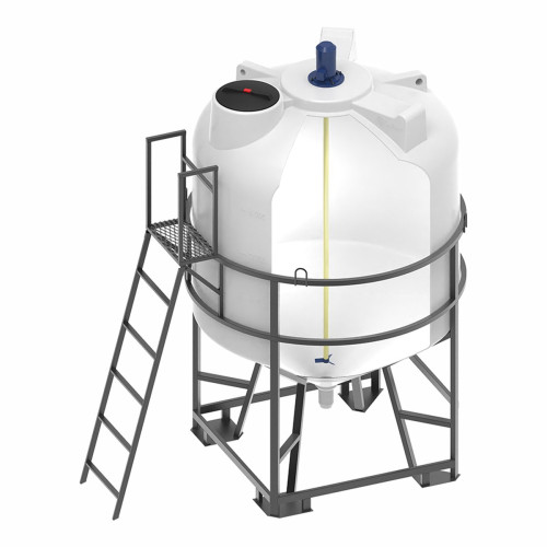 Емкость ЦКТ 5000 литров белая под плотность до 1,2 г/см³ в обрешетке с мешалкой для вязких до 8 Па*с
