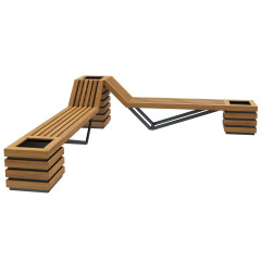 Скамейка стальная угловая с вазонами «Аврора»